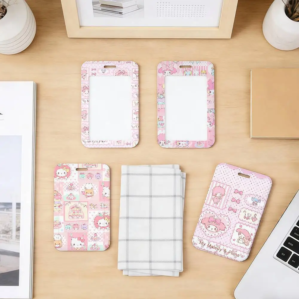 귀여운 핑크색 맥시멀리즘 버스 지하철 카드케이스 헬로키티 플라스틱 마이멜로디 워크홀더 학생 식사카드 커버 여성 남성용