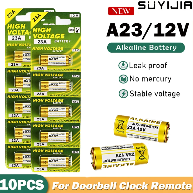 10 Pz 12V Batteria Alcalina A23 23A 23Ga A23S E23A El12 Mn21 Ms21 V23Ga L1028 Gp23A Lrv08 Per Telecomando Campanello Cella A Secco