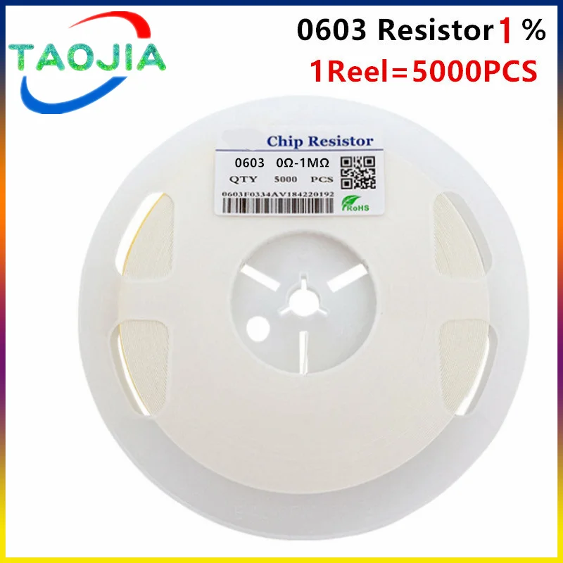 

5000PCS 0603 Resistor SMD Accuracy 1% 0 ohm ~ 10M ohm 1K 2.2K 10K 100K 0 1 10 100 150 220 330 ohm 1R 10R 100R 150R 220R 330R