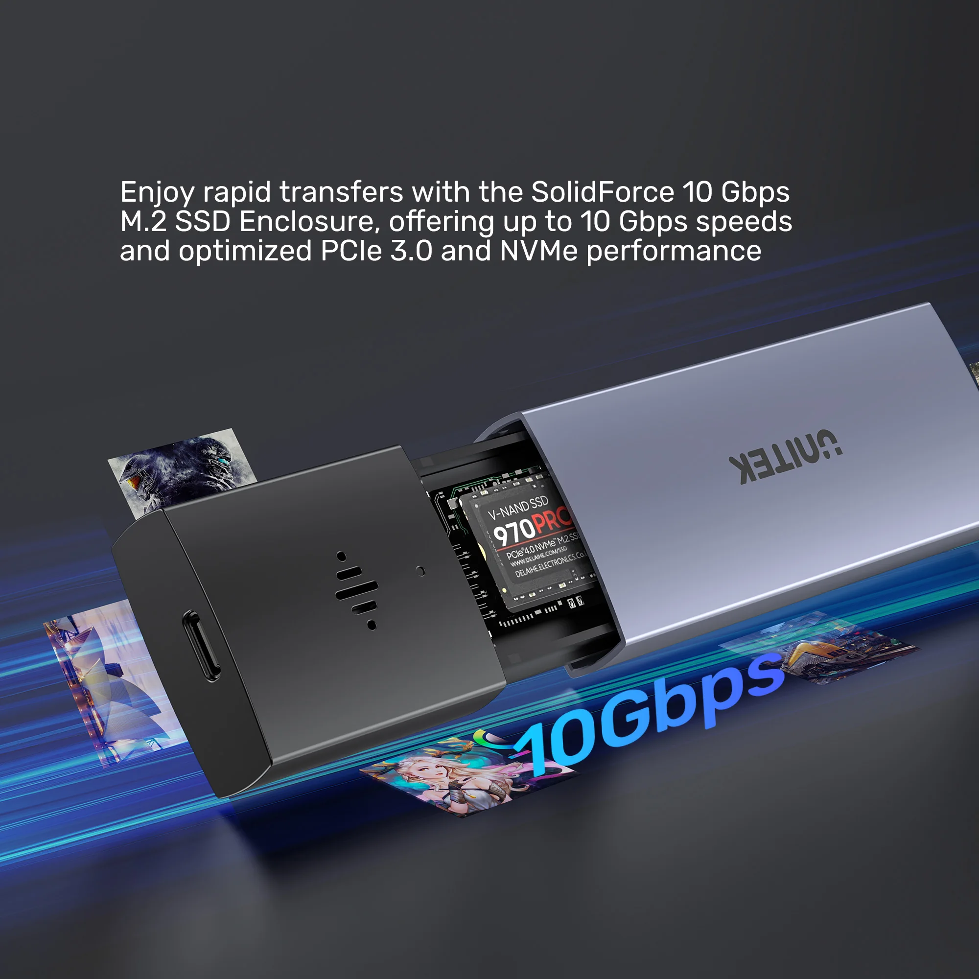 S1251A 스마트 분실방지 M.2 SSD 인클로저 USB 3.2 10Gbps PCIe NVMe 찾기 네트워크 버저 알람 TRIM UASP PC 노트북 안드로이드용