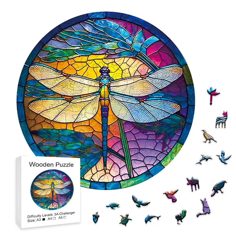 Window-like Dragonfly Wooden Jigsaw Puzzle Creations Beautify Gifts Perfectly Crafted To Create A Colorful World In Dialogue woman in the window vintage 1925 painting print jigsaw puzzle wooden decor paintings baby wooden puzzle