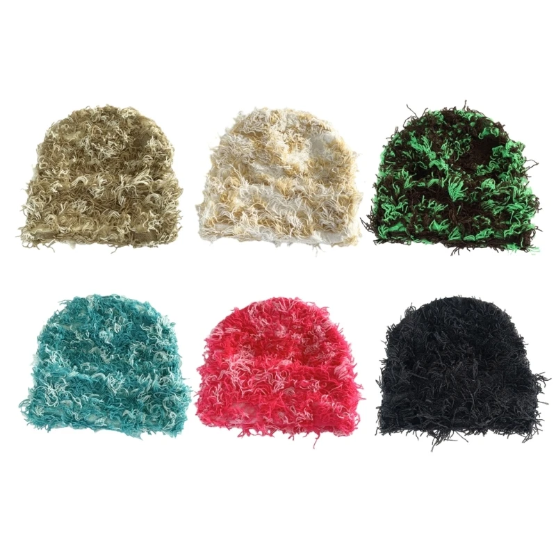 

67JC Adjustable Knit Cap with Fringed Detailing, Parent Child Beanie Hat Winter Warm Bonnet for Outdoor Activities and Travel