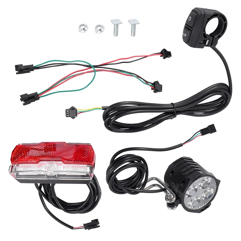 

Electric Bike Front And Ebike Rear Light Set Input 36V 48V 60V Built-In Speaker E-Bike Headlight And Tail Light