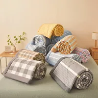 Couverture d'été 100% coton, bien ventilée, de haute qualité, douce pour la peau, respirante, légère, pour lit simple ou double, couette 6