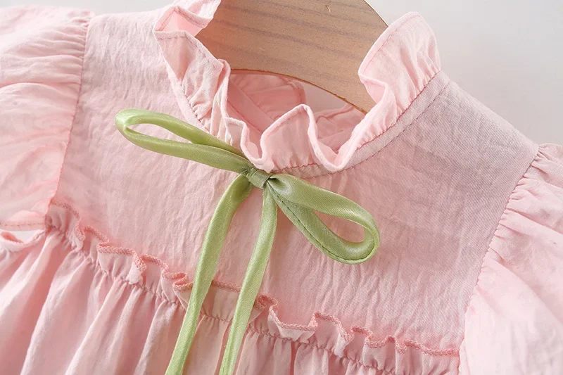 Girls Dress Baby Girl Dress Summer Baby Girl Dress Sweet Flying Sleeves Cute Solid Color Tulip Bow Princess Dress Suitable for 0-4 Years Old