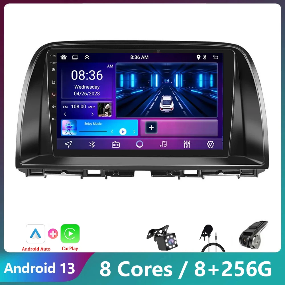 

Автомобильный радиоприемник 8 + 128G Android 13 для Mazda CX-5 2012-2014 2015 Carplay стерео Мультимедийный Плеер Авторадио WIFI GPS навигация FM/RDS