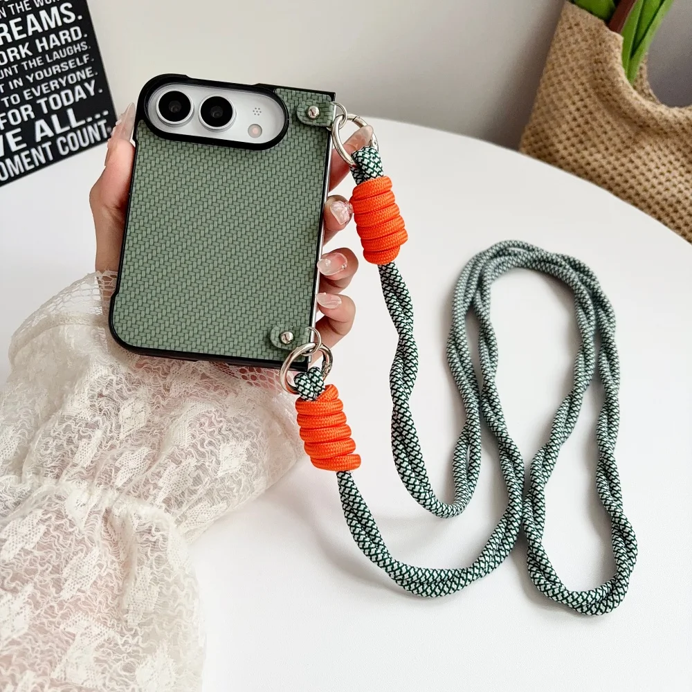 Elegant Woven PU Leather Crossbody Phone Case with Anti-Loss Protection