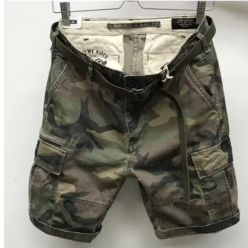Men\'s cargo shorts plus-size outdoor sports casual pants multi-pocket quarter pants