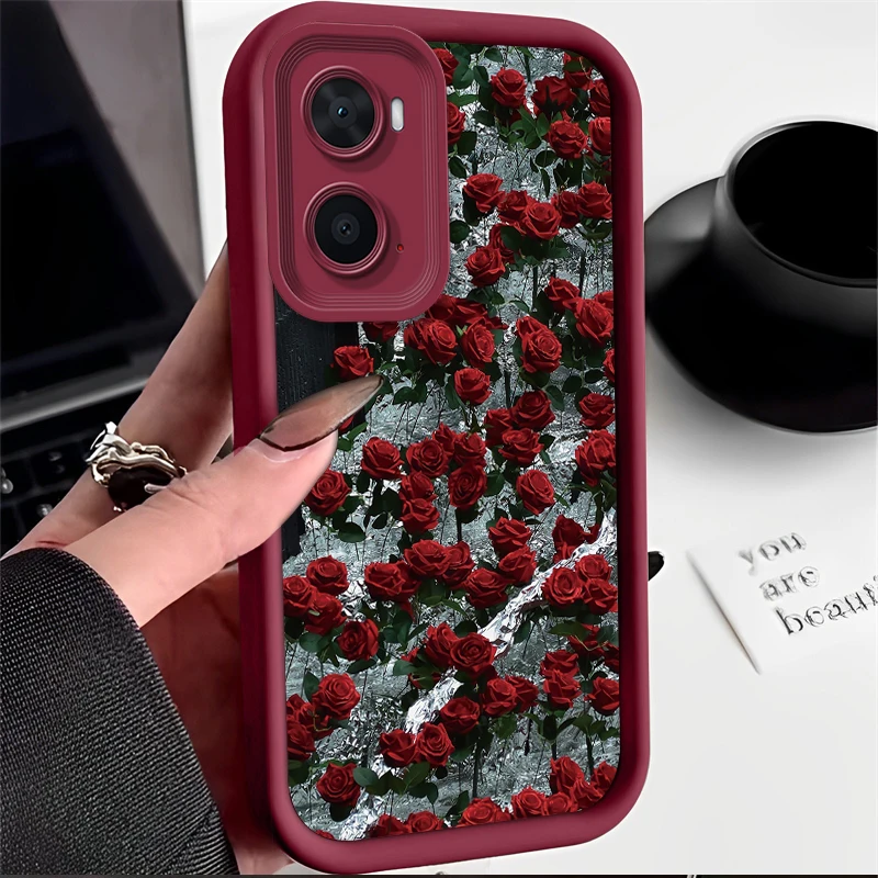 Elegant Rose Flower Silicone Phone Case – Protective Cover with Camera Protection