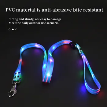 Pet light-up collar leash LED flashing collar USB charging dog walking pulling belt adjustable dog collar fashion pet supplies 2