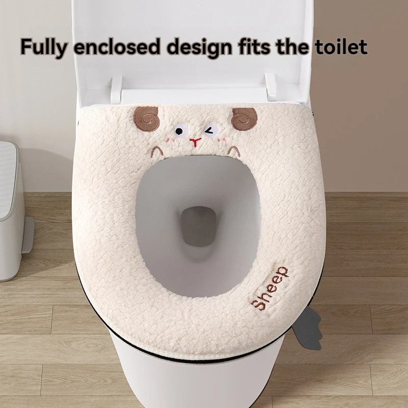 New Pattern Fashion Winter Toilet Seat Cushion Household Toilet Adhesive Seat Cover Seasonal Universal Toilet Seat Cushion 2