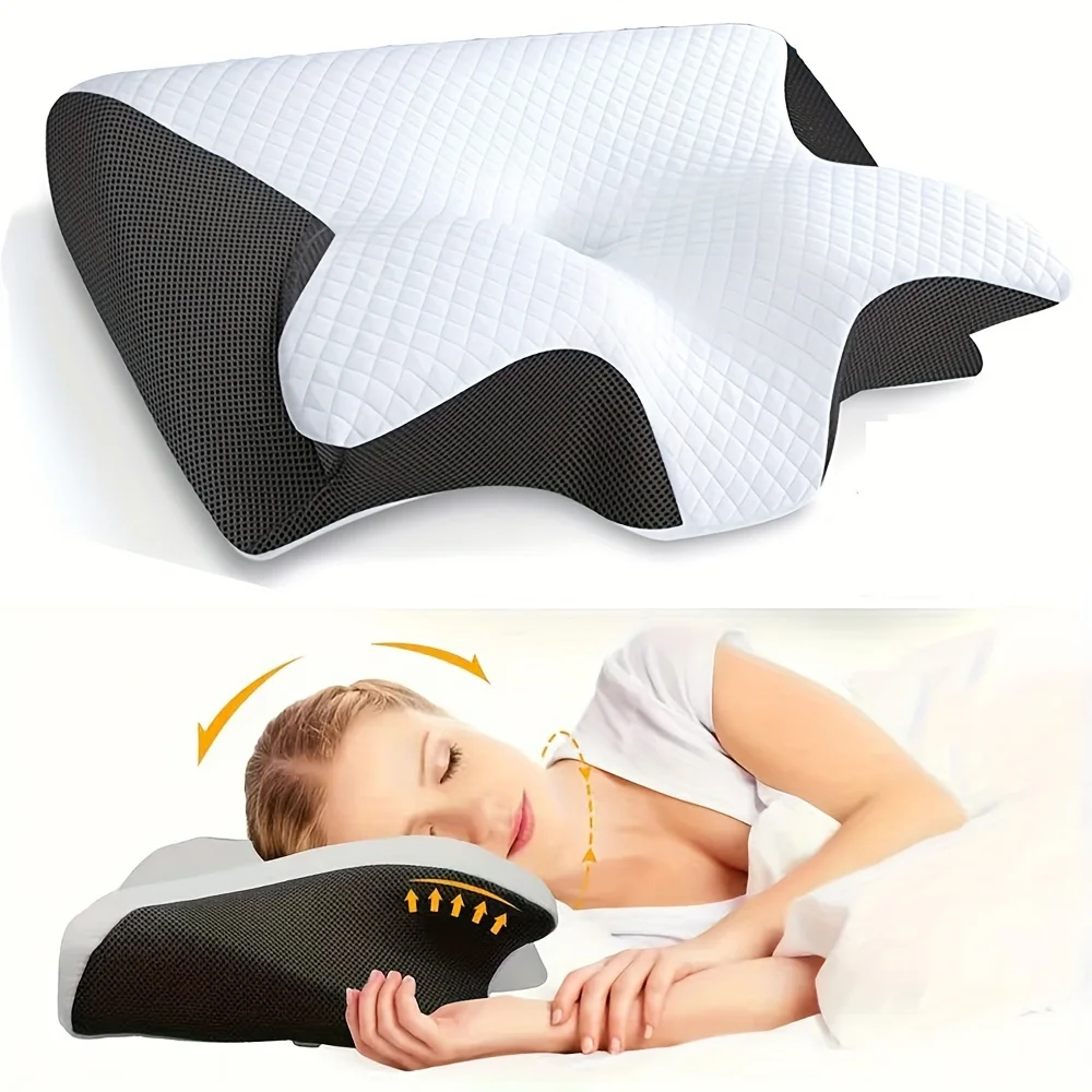 [Ergonomic Neck Pillow] Breathable Ergonomic Neck Pillow for Better Sleep – Cervical Support, Relaxing Contour Design, Ideal for 1
