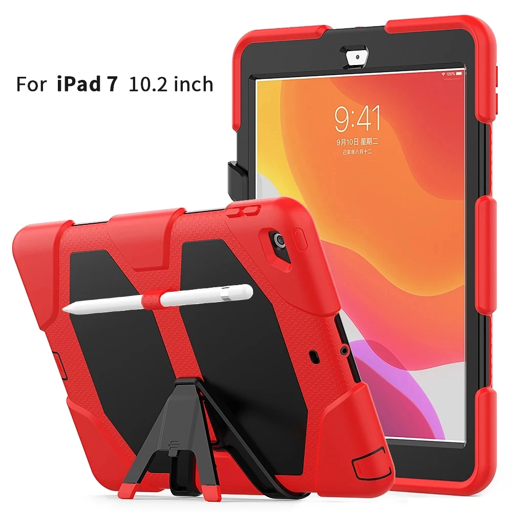 

Dropshipping Heavy Duty Armor Kickstand For iPad 10.2inch iPad8 8th 7th Gen 2020 Mini 4 6 Silicone Rugged Stand Hard CASE Cover