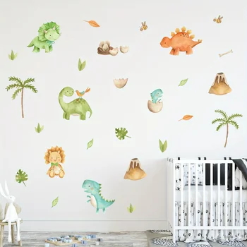 1PC dessin animé mignon dinosaure Lion cocotier dinosaure époque Stickers muraux pour chambre d'enfants salon pépinière décoration stickers muraux 1