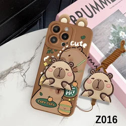 Capybara Cartoon 3D Ears Phone Case with Strap Lanyard Cover for Honor X6B 4G (Z016)