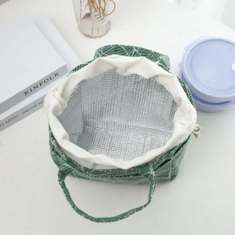 Green Plant Lunch Bag for Men Women Insulated Lunch Box Large Waterproof Tote Bag Reusable Adult Food Bags Pouch