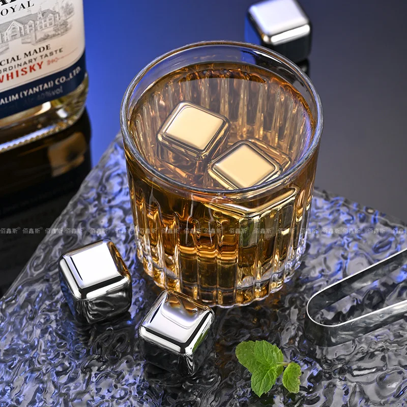 Stainless Steel Ice Cubes for Whiskey and Wine