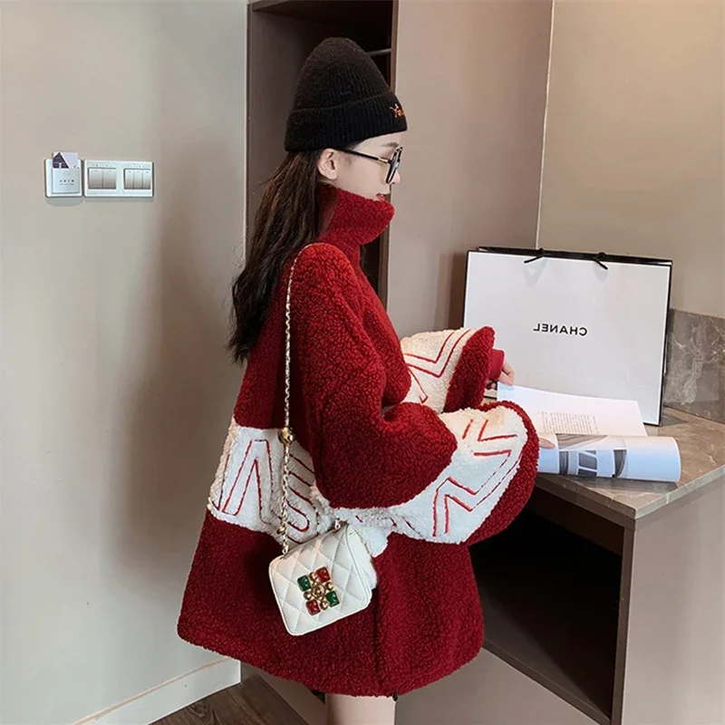 Cashmere Imitation Autumn Winter Fleece Maternity Nursing Hoodies Chic Ins Loose Breast Sweatshirt Warm Pregnancy Mother Tops