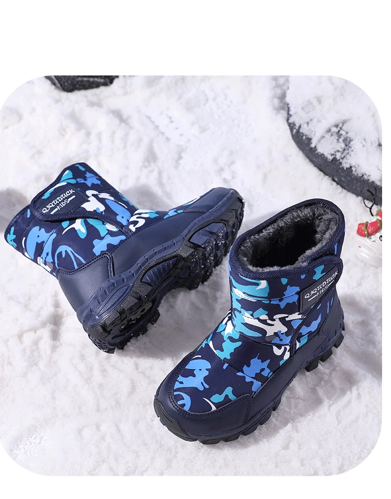 Winter kinder Warme Schnee Stiefel Jungen Nicht-rutsch Bequem Mädchen Pelz Schnee Stiefel Kinder Outdoor Plüsch Stiefeletten Baumwolle stiefel Neue – Detail 8