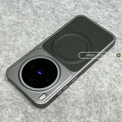 Magnetic Grid PU Leather Pattern Electroplated Hard Back Case for Vivo X200 Ultra (GRAY)