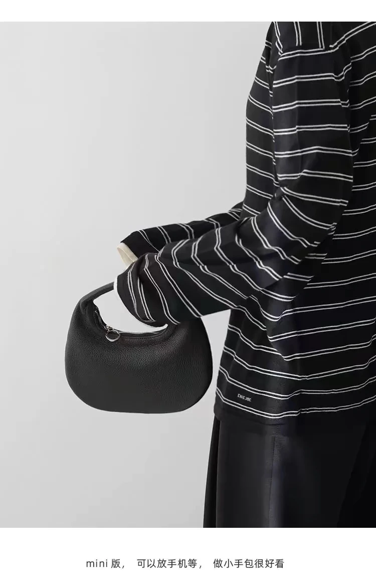 2025 New Women's pu Leather Elegant Moon Design Underarm Lady Luxury Shoulder Bag Semi-circular Wrist Handbag Summer