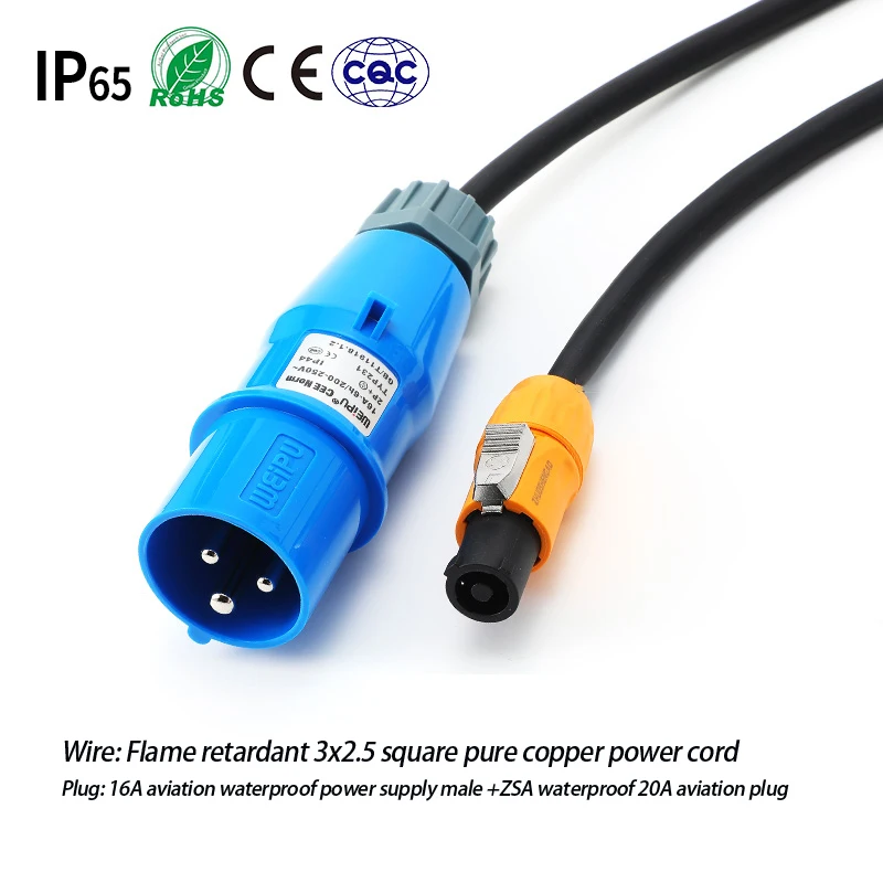 20A Wasserdichter Luftfahrtstecker auf 10A Bakelit-Stecker Adapterkabel, 3x2,5mm² Flammhemmendes Stromkabel für Bühnenbeleuchtung/LED – Detail 21