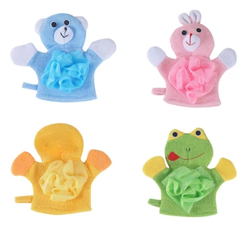 Cute Baby Bath Gloves Cartoon Animal Exfoliating Sponge Shower Brush Body Scrubber for Kids Skin Cleaner Bath Toys for Children 6