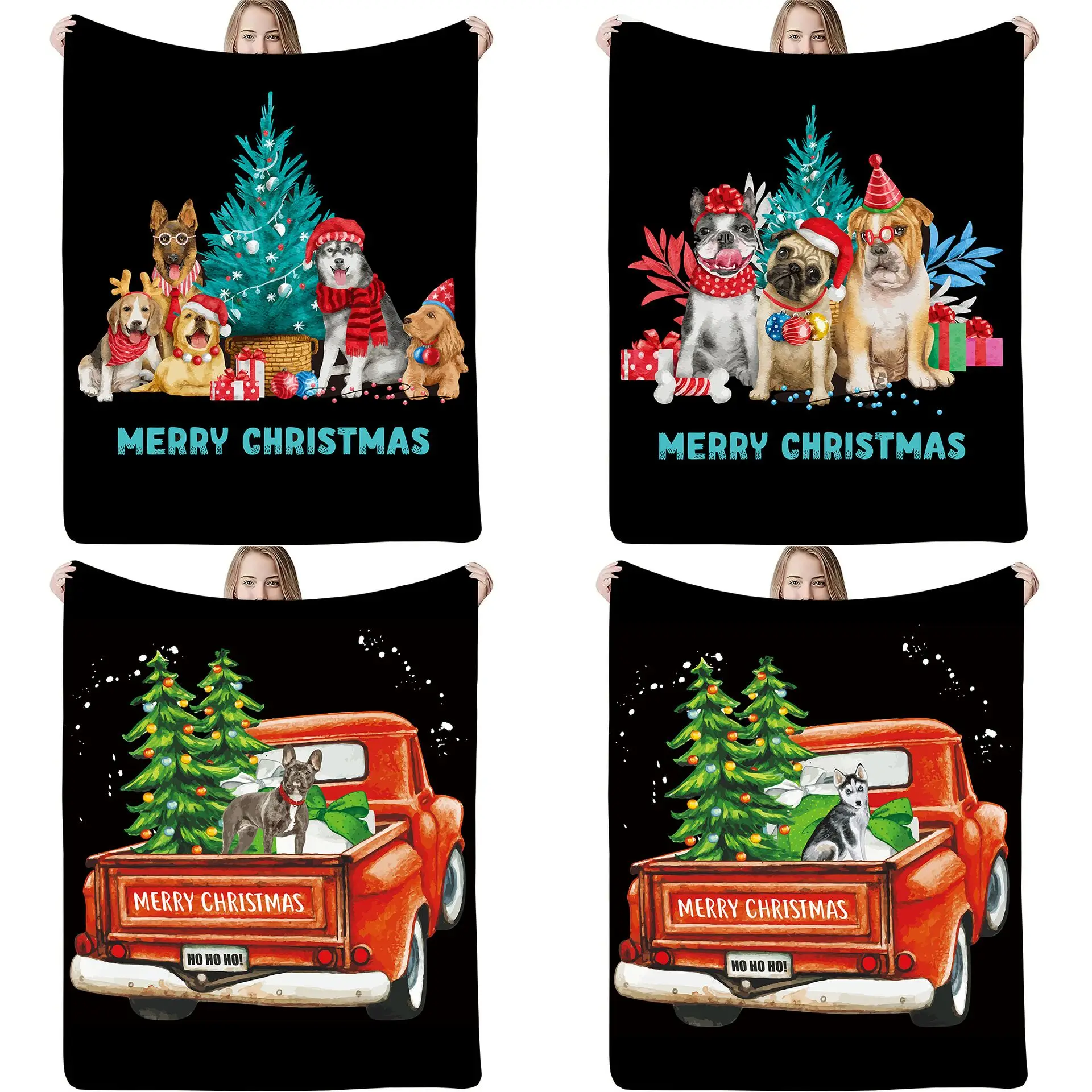 

2023 Pet Dog Christmas Blanket Flannel Home Bedding Blanket Adult Lunch Break Blanket