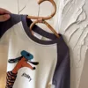 Cartoon Spliced Long Sleeve T-shirt Baby Costume Autumn Fashion Casual Bottoming Shirt Printing Pullover Tops For Boys And Girls 6