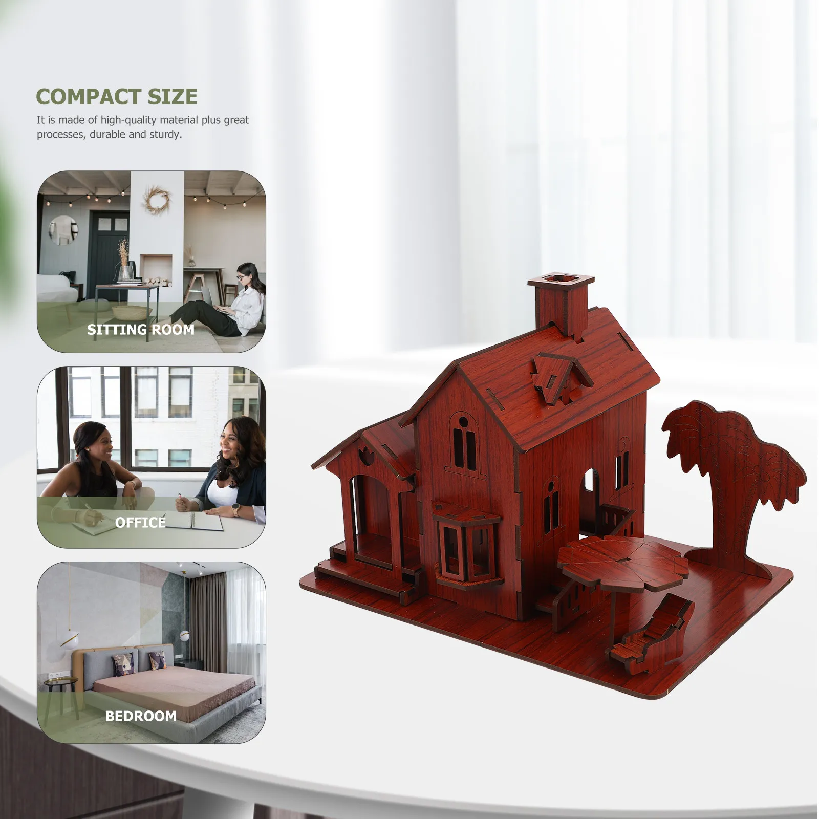 1Pcs 빌라 퍼즐 나무 DIY 교육용 장난감 어린이 조립 집 데스크탑 장식품 3D 자체 조립 퍼즐