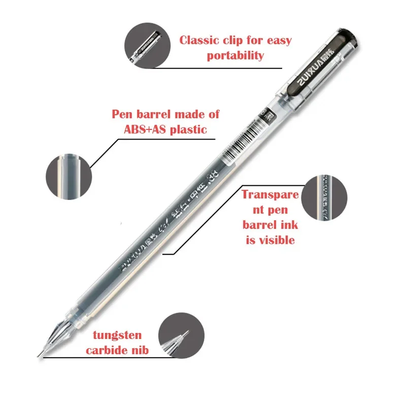 Gel Pens 6 Pcs/Set 0.38mm Large-capacity Ink Diamond Tip Refill Exam Signing Writing School Office Supplies