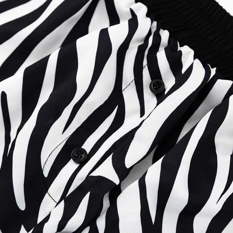 Women Two Piece Sets Outfits Zebra Printed Loose Shirt Tops And High Waist Shorts Set 2025 Casual Streetwear Summer New