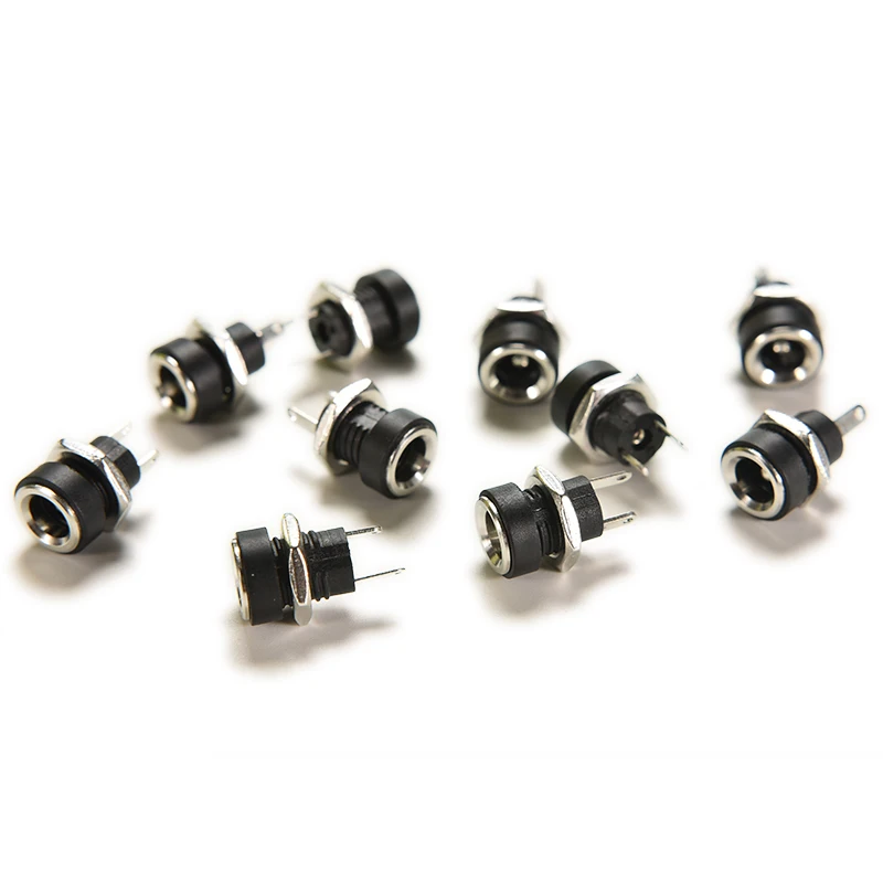 

10 Pcs Connector Adapter Converter with Nut 5.5mm x 2.1mm New 3A 12 V DC Power Supply Jack 2 Pin Plug Female Panel Mount