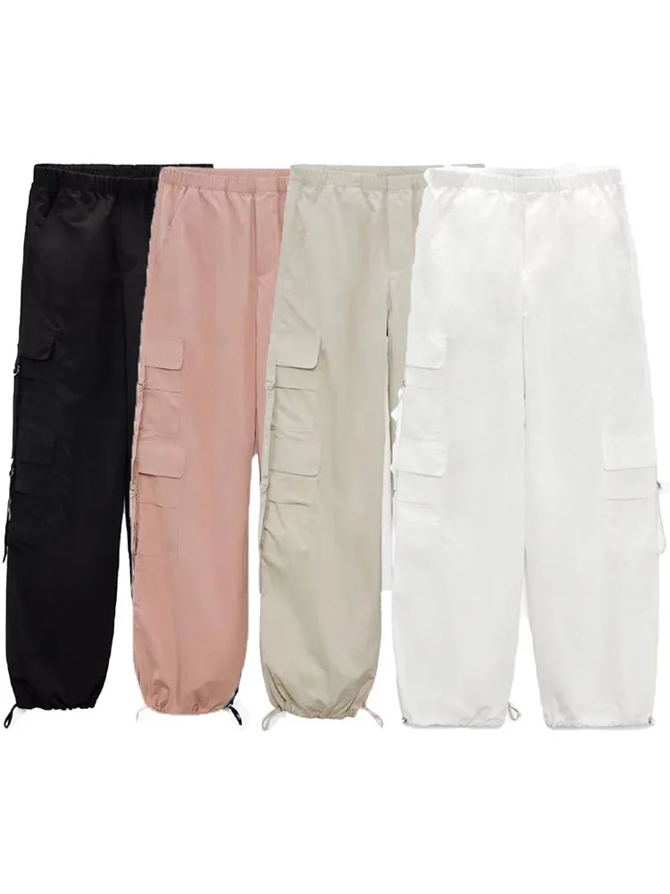 

Early autumn new fashion women's casual trend street all-match high waist nylon blend umbrella pants