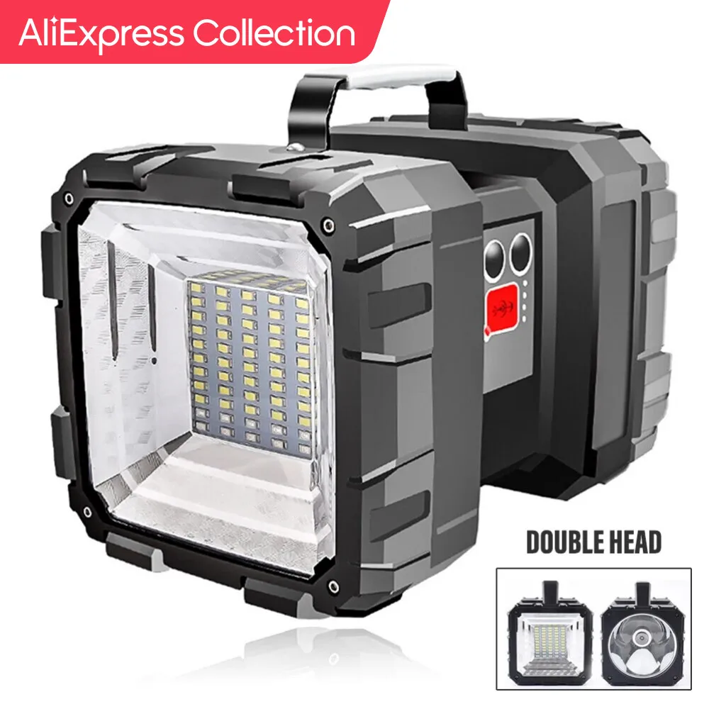 AliExpress 컬렉션 캠핑 고출력 LED 손전등, 충전식 스포트라이트 서치라이트, 더블 헤드, 강력한 램프 비드 Best Top5 AliExpress 컬렉션 캠핑 고출력 LED 손전등, 충전식 스포트라이트 서치라이트, 더블 헤드, 강력한 램프 비드 Best Top5