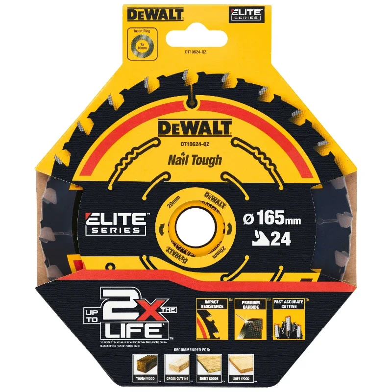 DEWALT DT10624-QZ DT10640-QZ CIRCULAR SAW BLADE ELITE SERIES ELITE Circular Saw Blade 165MM 20MM 24T/40T