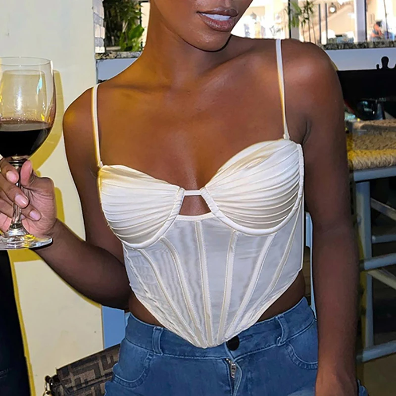 

Sexy Corset Tops Women Clothing 2023 Summer Blouses Backless Crop Top Casual Sleeveless Club Party Camisole Blusas