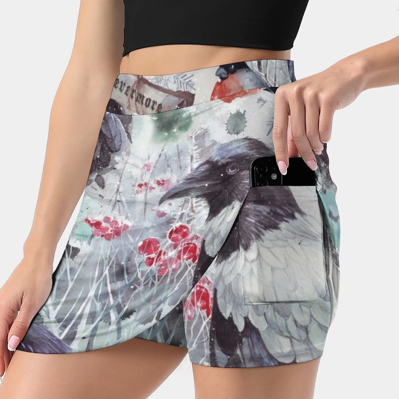 

Nevermore Raven Designs Skirts Woman Fashion 2022 Pant Skirt Mini Skirts Office Short Skirt Ravens Birds Edgar Allan Poe Poe