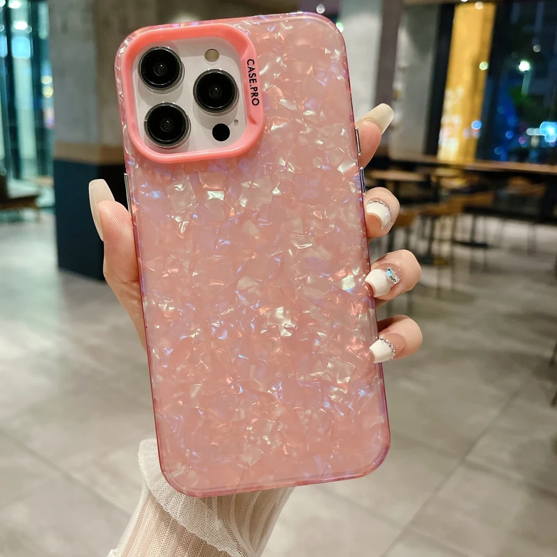 thumbnail image 1 of Luxury Bling Glitter Dream Conch Shell Marble Phone Case For iPhone 11 12 13 14 15 Pro Max 15plus Shockproof Bumper Back Cover, 1 of 5