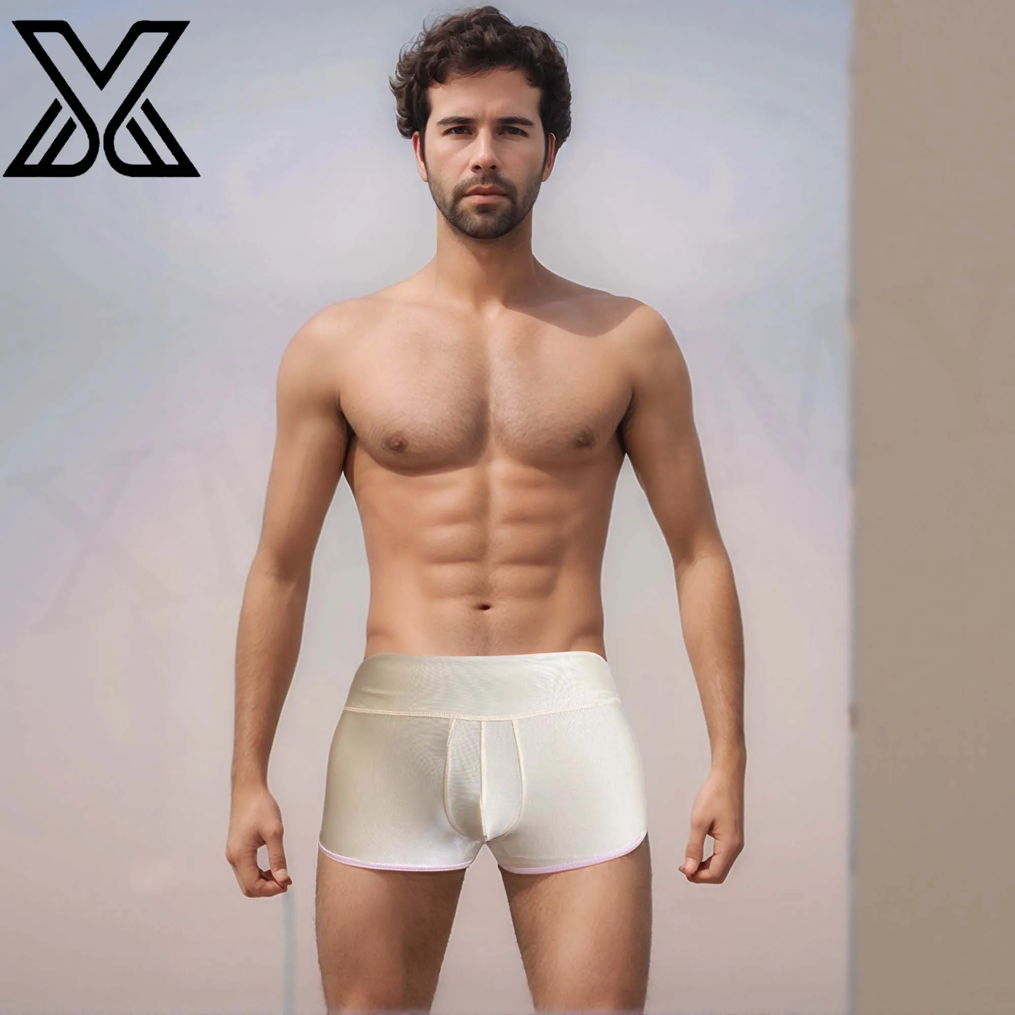 XMJXMY Men's hip lifting beach pants, swimming trunks, underwear, men's mid waist hip lifting shapewear 4