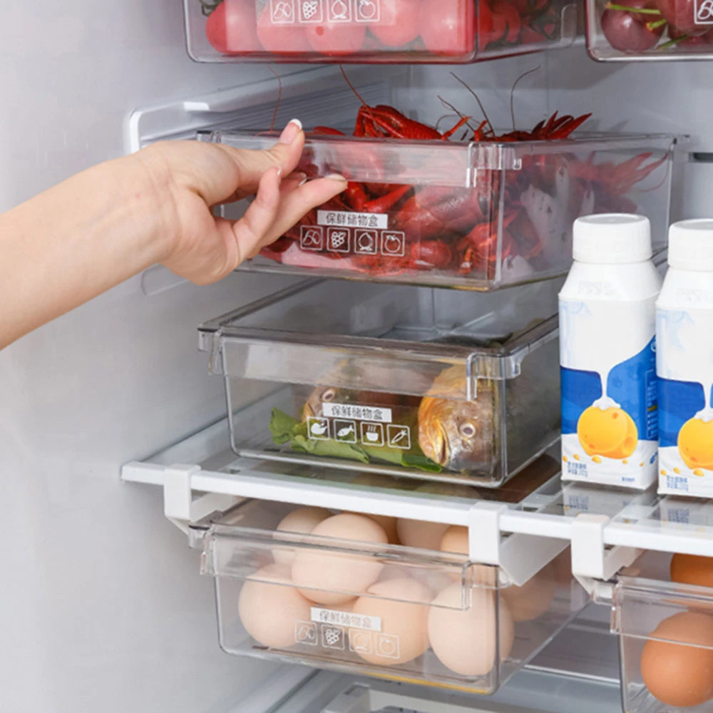 Contenedores Apilables Alimentos MineSign Paquete De 4 Cajones Apilables Para Nevera, Contenedores De Almacenamiento Extraíbles Con Asa, Contenedor De Organizador Cocina Práctico