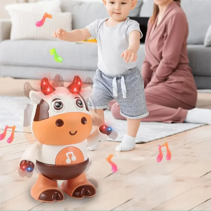 Little cute cow sing dance with music light swinging robots electric dolls children Baby early Educational Learning toys gifts 6