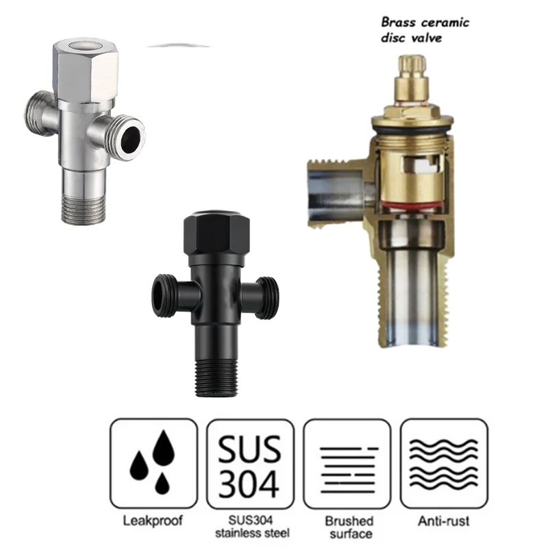 

Настенный медный угловой клапан G1/2 с переключателем, кран для воды, клапан для ванны, аксессуары для ванной и балкона