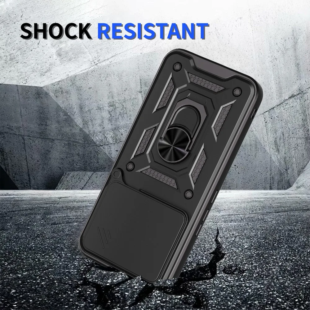 Armor Holder Shockproof Case with Slide Camera Protection and Ring Stand