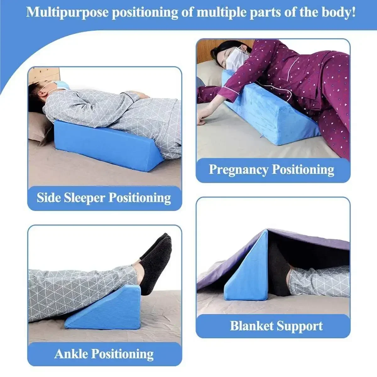 New Orthopedic Acid Reflux Bed Wedge Pillow Large Size Sponge Cotton Back Leg Elevation Cushion Pad Bedding Zipper Wedge Pillow 3