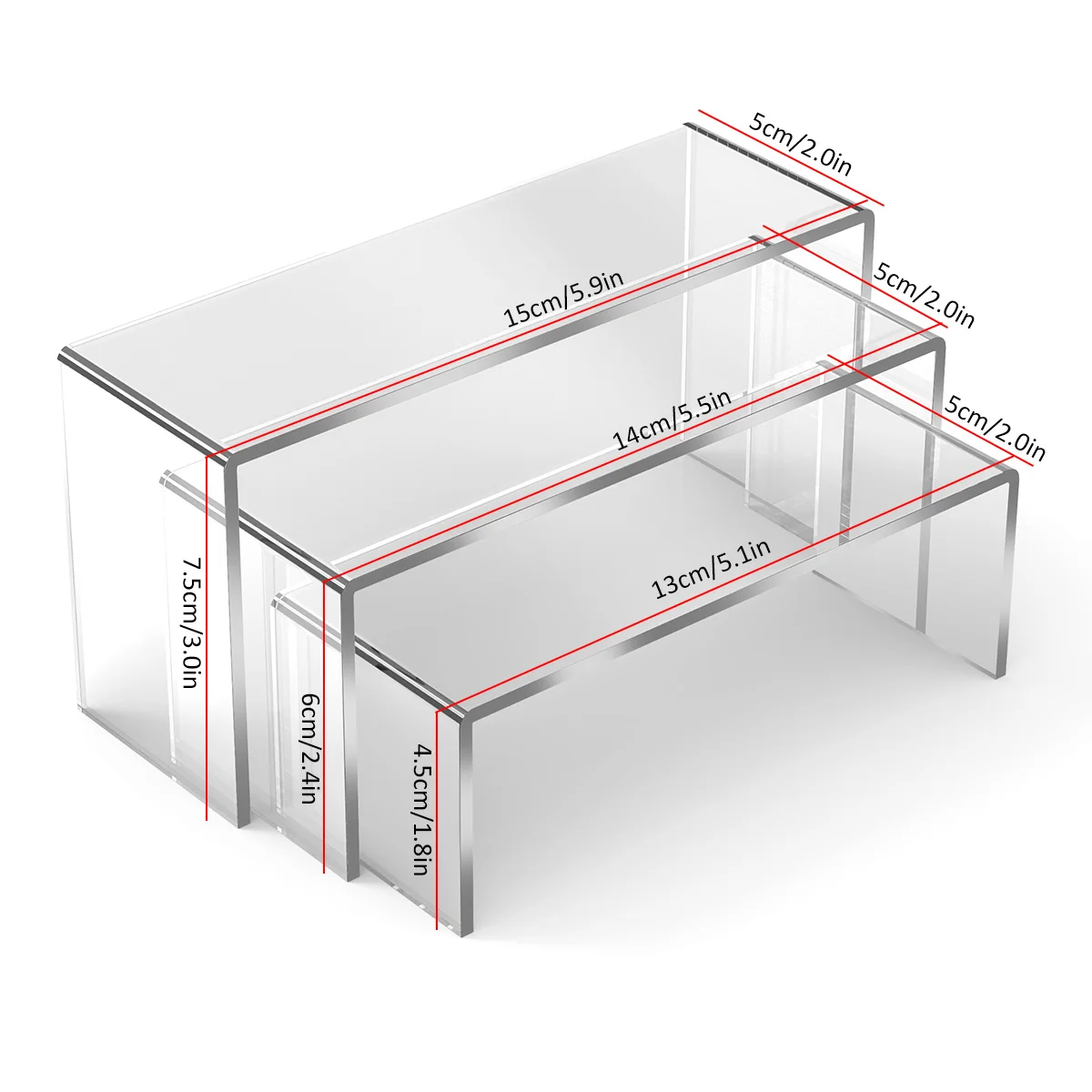 Acrylic Transparent Display Stand U Shape Lightweight Holder Window Counter Cosmetics Rack Dessert Model Shelf 3/6/9Pcs