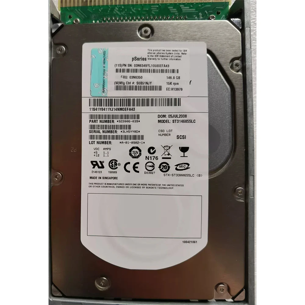 IBM 3279 146G 15K SCSI 하드 디스크, 03N5285 03N6350 03N6352 03N5288