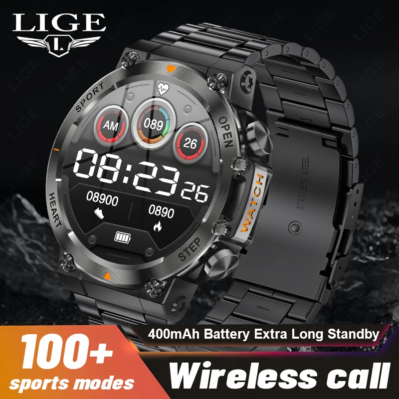 Smart Watch LIGE Wireless Call Smart Watch Men Outdoor Sports Fitness 400mAh Ultra Long Battery Life Men Smartwatch For Android IOS