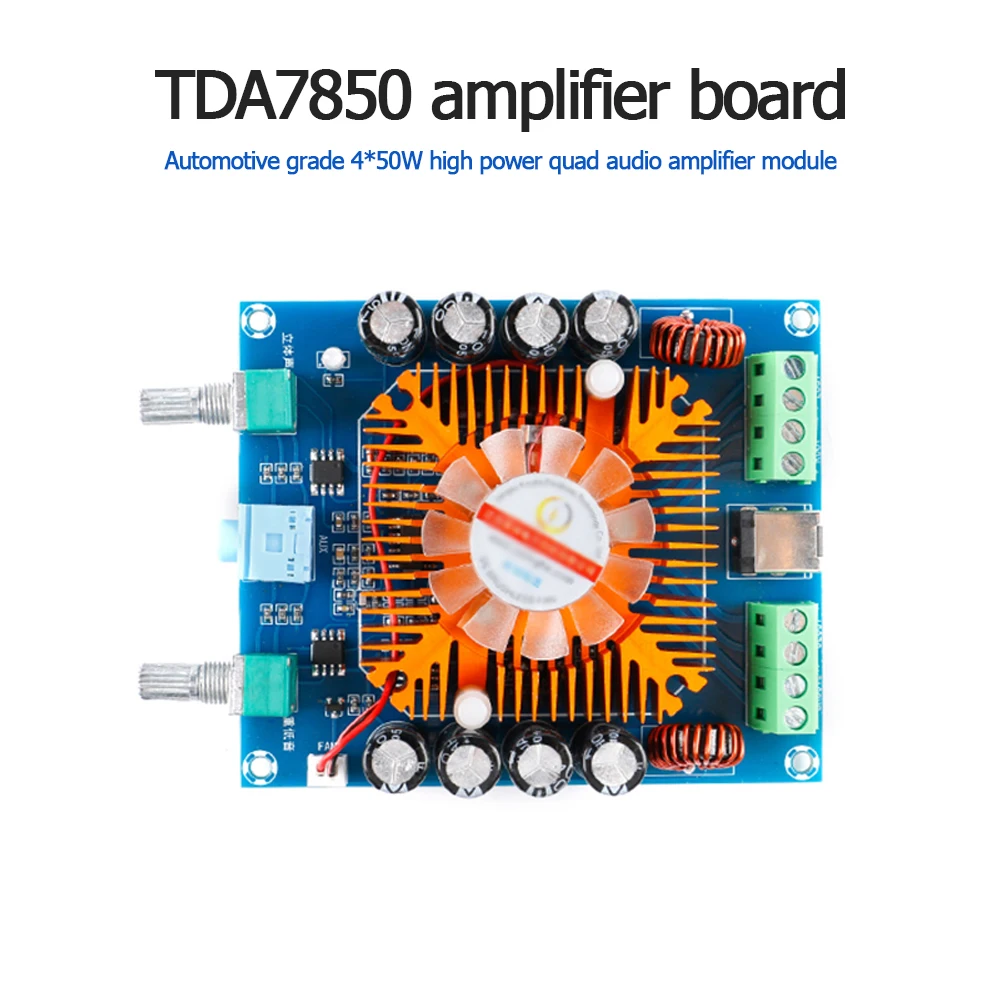 

Tda7850 Плата усилителя автомобиля 4*50 Вт высокомощный 4-канальный модуль усилителя звука 12 ~ 14,4 В постоянного тока