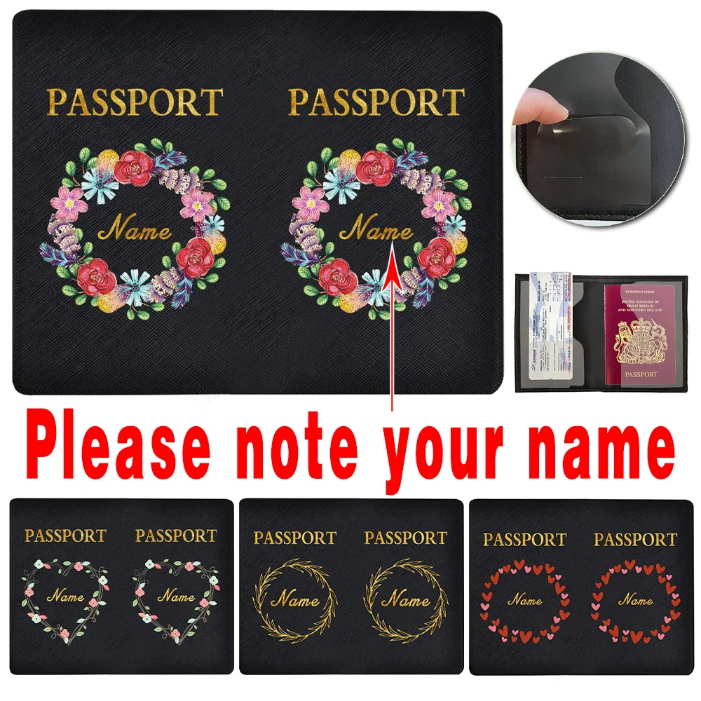 Customize Free Name Passport Holder ID Cover Women Men Portable Bank Card Passport Business PU Wallet Case Travel Accessories